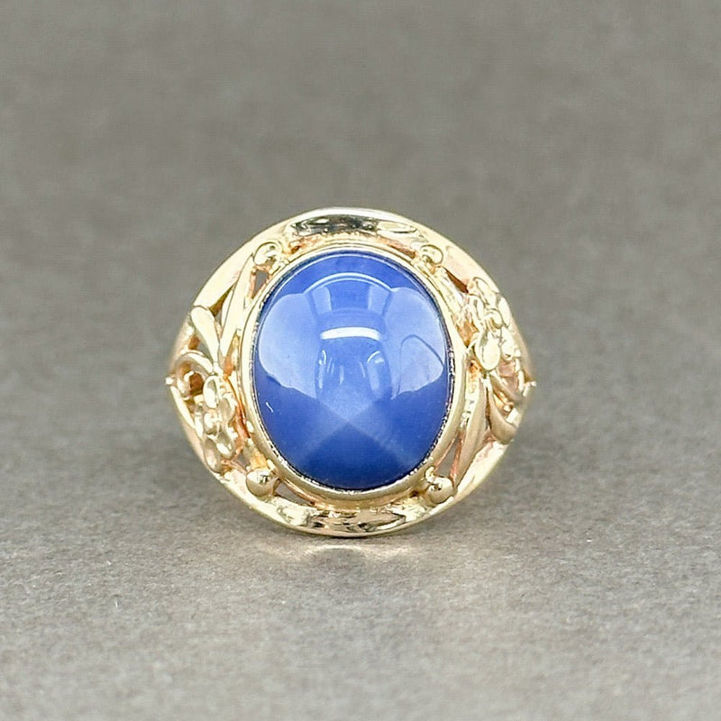 Estate 14K Y Gold 6.98ct Lab Star Sapphire Cocktail Ring - Walter Bauman Jewelers