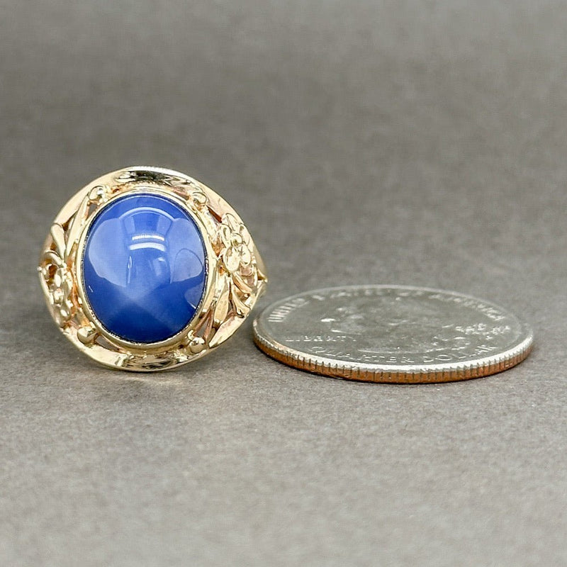 Estate 14K Y Gold 6.98ct Lab Star Sapphire Cocktail Ring - Walter Bauman Jewelers