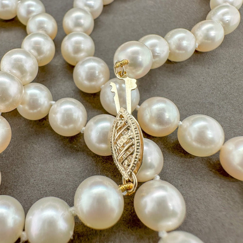 Estate 14K Y Gold 7.5-8.0mm 15.5” Akoya Pearl Necklace - Walter Bauman Jewelers