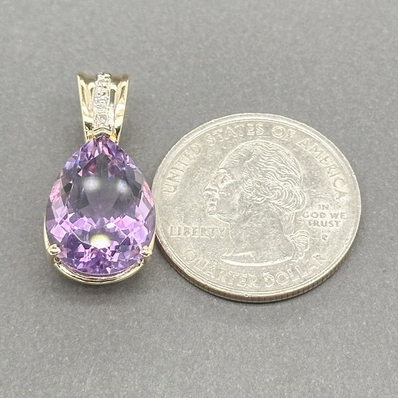 Estate 14K Y Gold 8.17ct Amethyst & 0.02ctw I - J/SI1 - 2 Diamond Pendant - Walter Bauman Jewelers