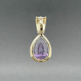 Estate 14K Y Gold 8.17ct Amethyst & 0.02ctw I - J/SI1 - 2 Diamond Pendant - Walter Bauman Jewelers