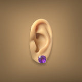 Estate 14K Y Gold 8.34ctw Amethyst Stud Earrings - Walter Bauman Jewelers