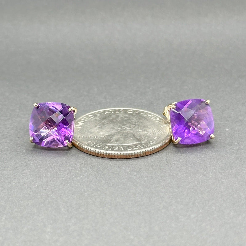 Estate 14K Y Gold 8.34ctw Amethyst Stud Earrings - Walter Bauman Jewelers