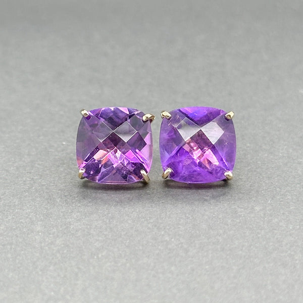 Estate 14K Y Gold 8.34ctw Amethyst Stud Earrings - Walter Bauman Jewelers