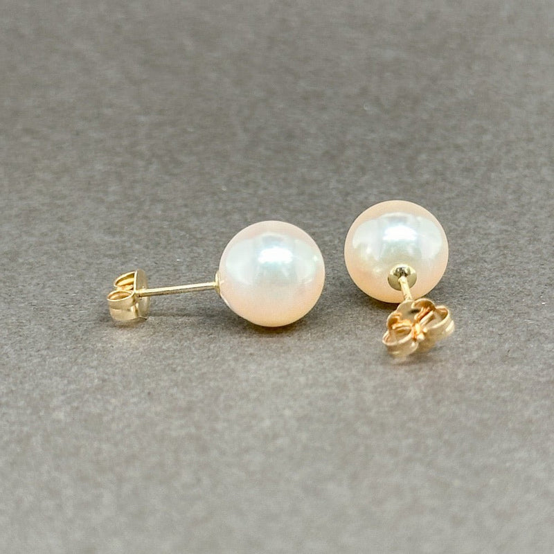 Estate 14K Y Gold 8.3mm Akoya Pearl Stud Earrings - Walter Bauman Jewelers