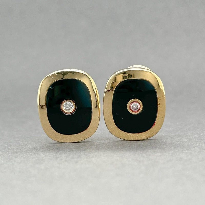 Estate 14K Y Gold 8.88ctw Onyx & 0.11ctw H/VS2 - SI1 Diamond Earrings - Walter Bauman Jewelers