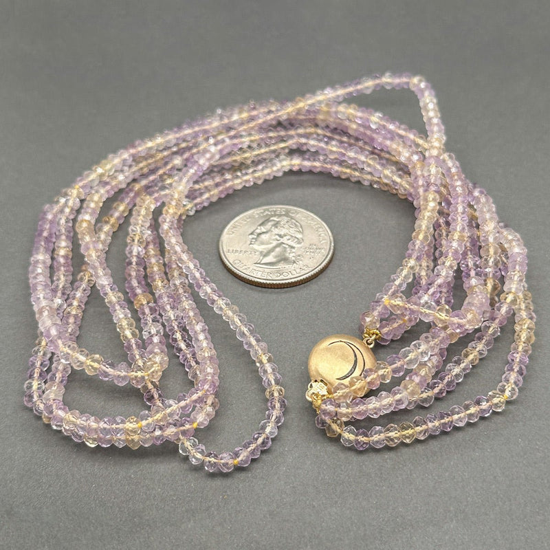 Estate 14K Y Gold Amethyst & Citrine Multistrand Necklace - Walter Bauman Jewelers