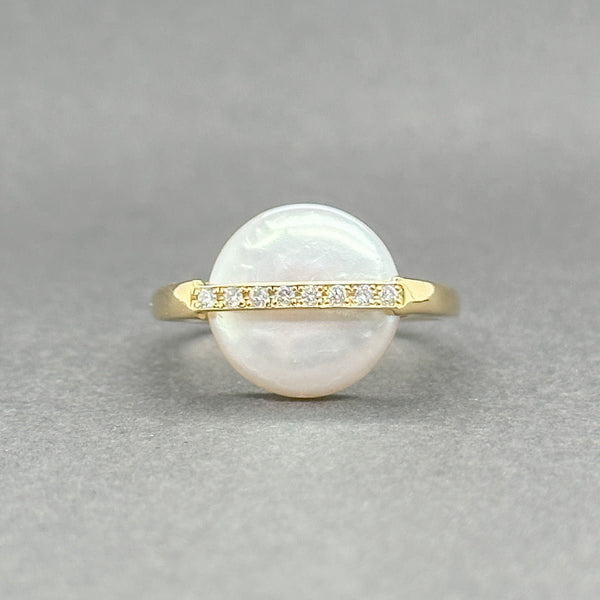 Estate 14K Y Gold Button Pearl & 0.07ctw H/SI2 Diamond Ring - Walter Bauman Jewelers