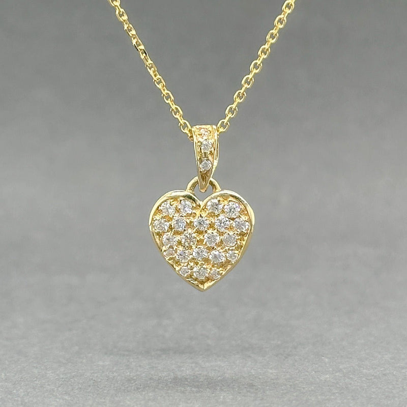 Estate 14K Y Gold CZ Pave Heart Pendant - Walter Bauman Jewelers