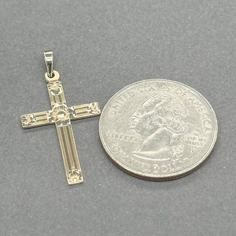 Estate 14K Y Gold Floral Engraved Cross Pendant - Walter Bauman Jewelers