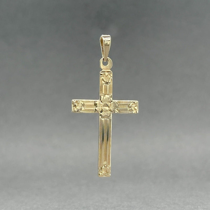 Estate 14K Y Gold Floral Engraved Cross Pendant - Walter Bauman Jewelers