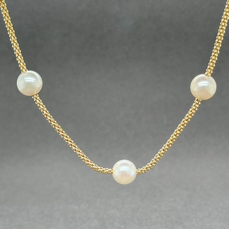 Estate 14K Y Gold Freshwater Pearl Tin Cup Necklace - Walter Bauman Jewelers