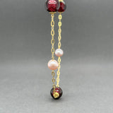 Estate 14K Y Gold FWP & Glass Bead Station Necklace - Walter Bauman Jewelers