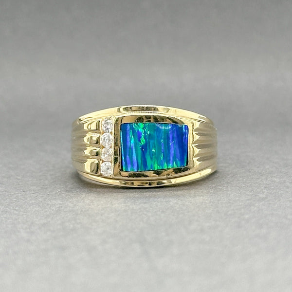 Estate 14K Y Gold Lab - Created Opal & 0.14ctw H/I1 Diamond Ring - Walter Bauman Jewelers