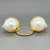 Estate 14K Y Gold Mabe Pearl & 0.15ctw H - I/SI1 - 2 Diamond Earrings - Walter Bauman Jewelers