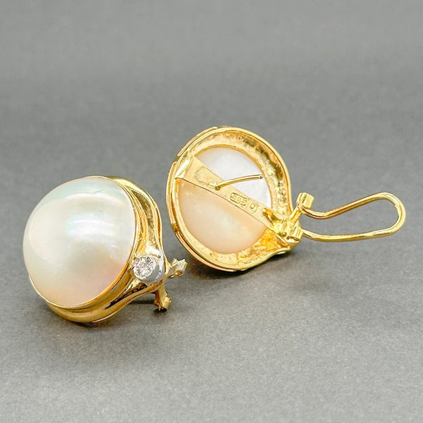 Estate 14K Y Gold Mabe Pearl & 0.15ctw H - I/SI1 - 2 Diamond Earrings - Walter Bauman Jewelers