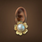 Estate 14K Y Gold Mabe Pearl Flower Clip On Earrings - Walter Bauman Jewelers