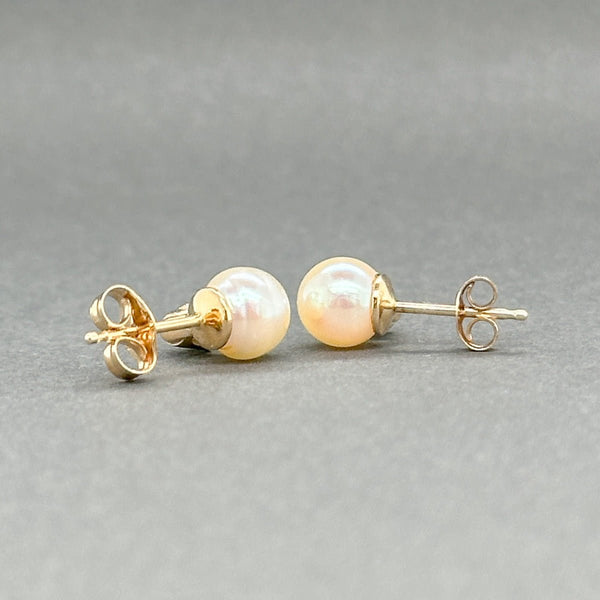 Estate 14K Y Gold Pearl & 0.01ctw H - I/SI1 Diamond Stud Earrings - Walter Bauman Jewelers