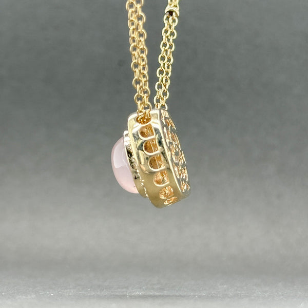 Estate 14K Y Gold Rose Quartz & Diamond Pendant - Walter Bauman Jewelers