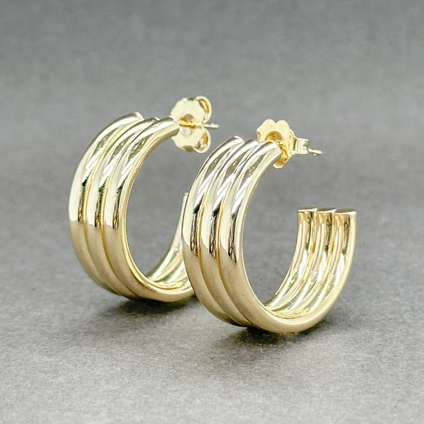 Estate 14K Y Gold Triple Grooved Hoop Earrings - Walter Bauman Jewelers