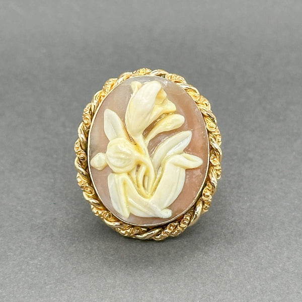 Estate 14K Y Gold Victorian 9.00ct Shell Floral Cameo Ring - Walter Bauman Jewelers