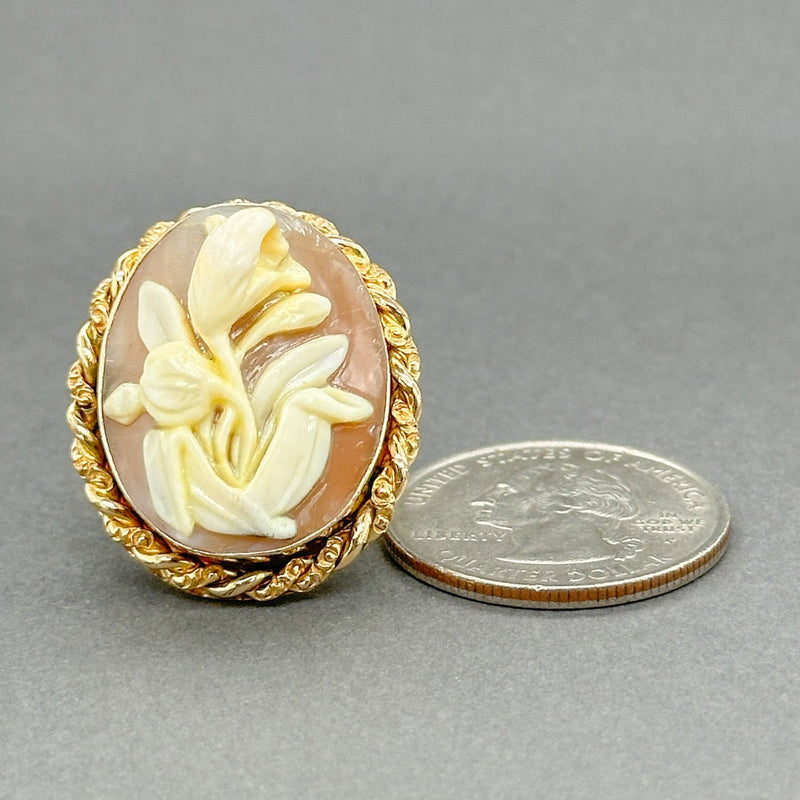 Estate 14K Y Gold Victorian 9.00ct Shell Floral Cameo Ring - Walter Bauman Jewelers