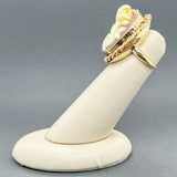 Estate 14K Y Gold Victorian 9.00ct Shell Floral Cameo Ring - Walter Bauman Jewelers