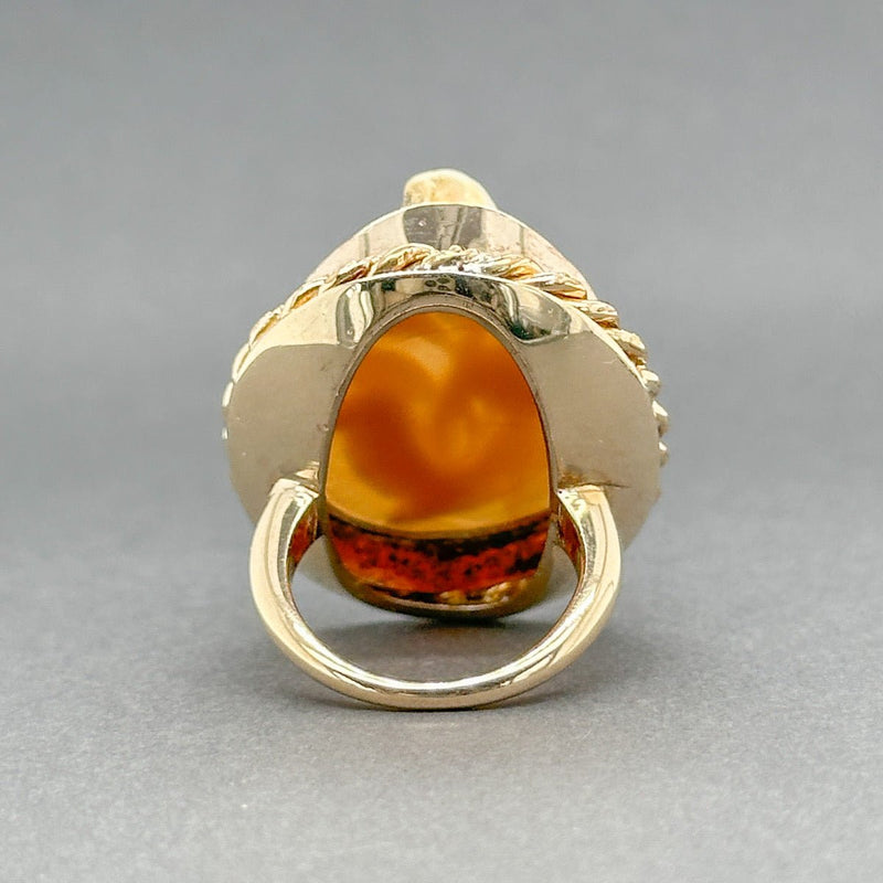 Estate 14K Y Gold Victorian 9.00ct Shell Floral Cameo Ring - Walter Bauman Jewelers