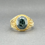 Estate 15K Y Gold 4.00ct Hematite Filigree Signet Ring - Walter Bauman Jewelers