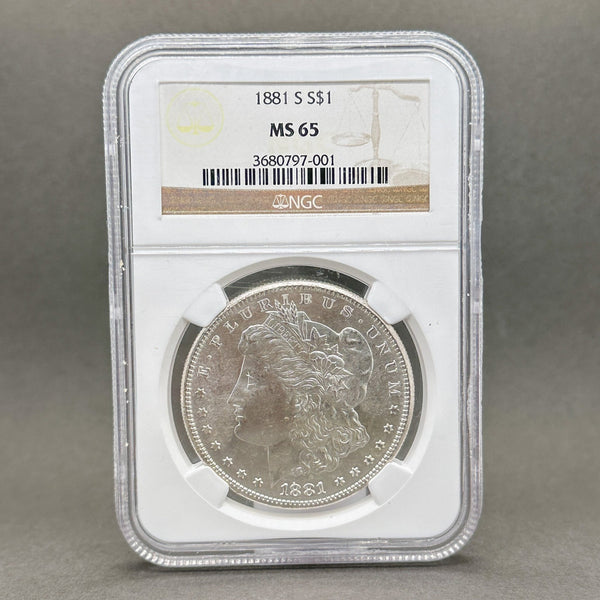 Estate 1881 0.900 Fine Silver Morgan Dollar NGC MS65 - Walter Bauman Jewelers