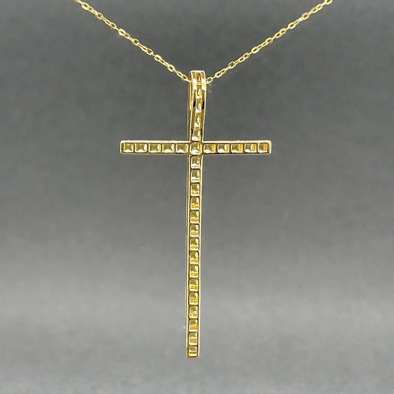 Estate 18K R Gold 1.24ctw Lab Yellow Sapphire Cross Pendant - Walter Bauman Jewelers