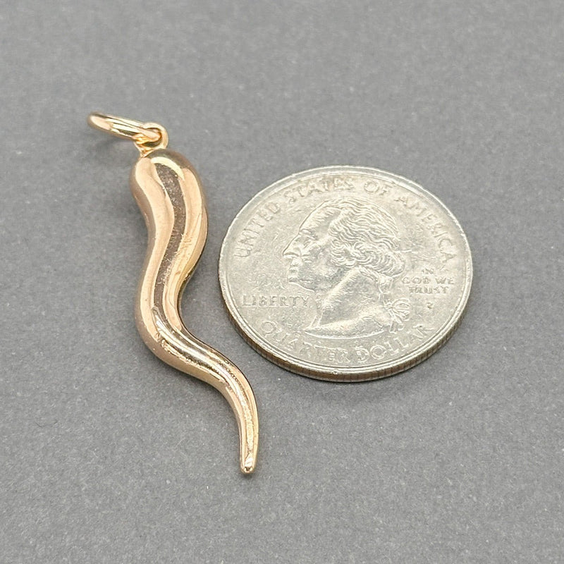 Estate 18K R Gold 38mm Italian Horn Pendant - Walter Bauman Jewelers