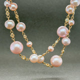 Estate 18K R Gold Pink Akoya & South Sea Pearl & 2.14ctw Fancy Yellow/SI1-2 Diamond Necklace - Walter Bauman Jewelers