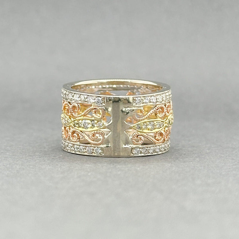 Estate 18K Tri Color Gold 1.19ctw G - J/VS2 - SI2 Diamond Filigree Ring - Walter Bauman Jewelers