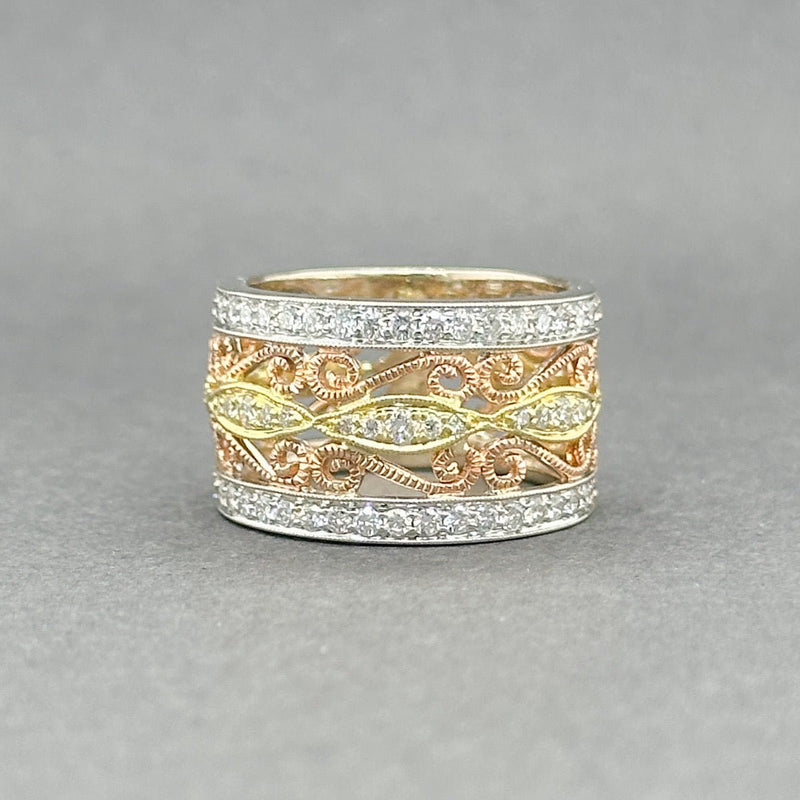 Estate 18K Tri Color Gold 1.19ctw G - J/VS2 - SI2 Diamond Filigree Ring - Walter Bauman Jewelers