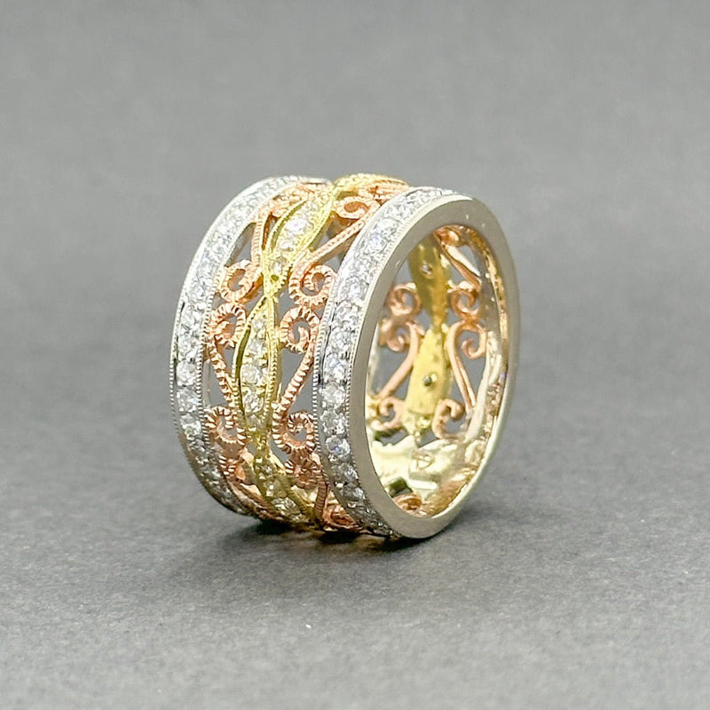 Estate 18K Tri Color Gold 1.19ctw G - J/VS2 - SI2 Diamond Filigree Ring - Walter Bauman Jewelers