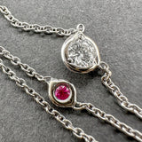 Estate 18K W Gold 0.10ct G/SI1 Diamond & 0.02ct Ruby Solitaire Necklace - Walter Bauman Jewelers