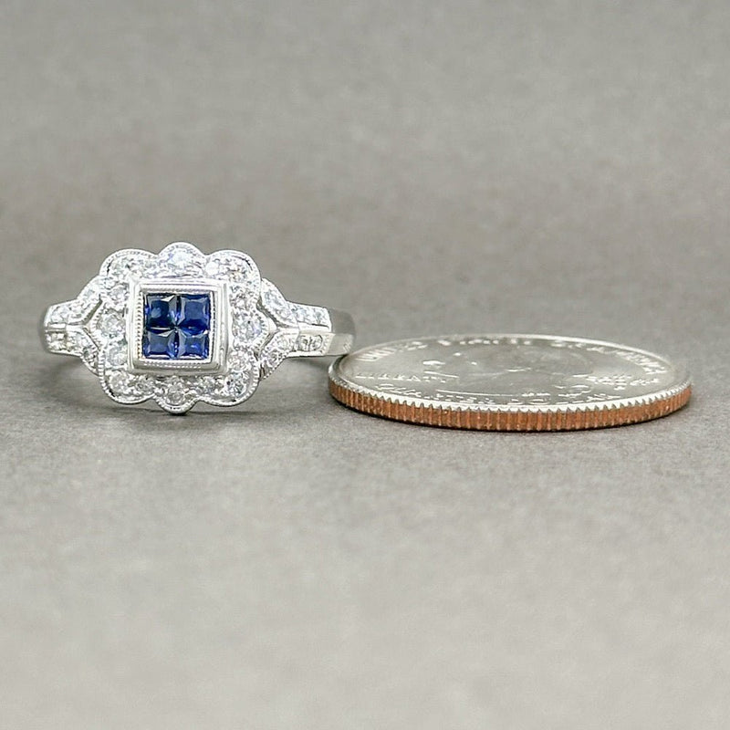 Estate 18K W Gold 0.28ctw Sapphire & 0.34ctw G-H/SI1-2 Diamond Ring - Walter Bauman Jewelers
