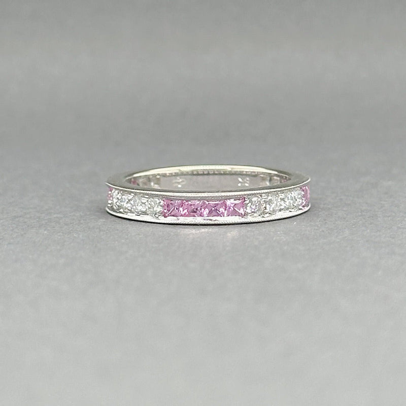 Estate 18K W Gold 0.60ctw Pink Sapphire & 0.29ctw G/SI1 - 2 Diamond Ring - Walter Bauman Jewelers