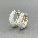 Estate 18K W Gold 0.66ctw G - H/VS1 - 2 Diamond Huggie Hoop Earrings - Walter Bauman Jewelers