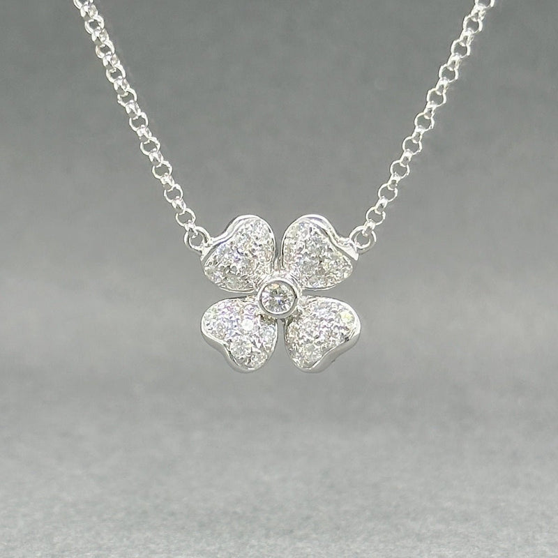 Estate 18K W Gold 0.66ctw G - I/SI1 - 2 Diamond 4 Leaf Clover Necklace - Walter Bauman Jewelers