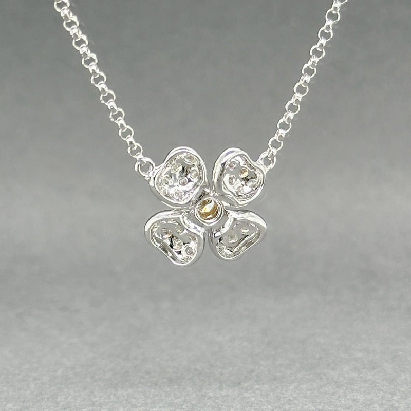 Estate 18K W Gold 0.66ctw G - I/SI1 - 2 Diamond 4 Leaf Clover Necklace - Walter Bauman Jewelers