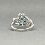 Estate 18K W Gold 0.81ctw Sapphire & 0.21ctw H - I/SI2 - I1 Diamond Flower Ring - Walter Bauman Jewelers