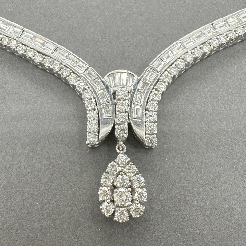 Estate 18K W Gold 10.30ctw G - H/VS2 - SI1 Diamond Riviere Necklace - Walter Bauman Jewelers