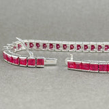 Estate 18K W Gold 10.64ctw Lab-Created Ruby Line Bracelet - Walter Bauman Jewelers