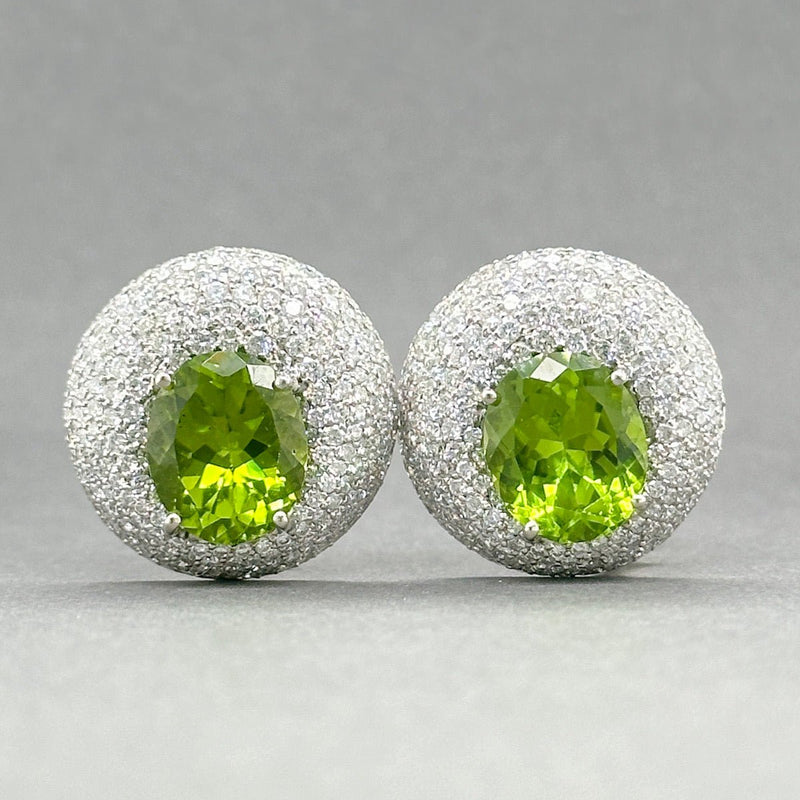 Estate 18K W Gold 11.58ctw Peridot & 8.21ctw G - H/SI1 - 2 Diamond Earrings - Walter Bauman Jewelers