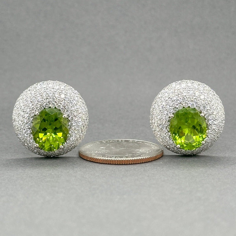 Estate 18K W Gold 11.58ctw Peridot & 8.21ctw G - H/SI1 - 2 Diamond Earrings - Walter Bauman Jewelers