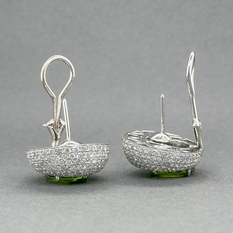 Estate 18K W Gold 11.58ctw Peridot & 8.21ctw G - H/SI1 - 2 Diamond Earrings - Walter Bauman Jewelers