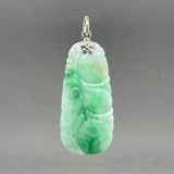 Estate 18K W Gold 21.16ct Carved Peacock Jadeite Pendant - Walter Bauman Jewelers