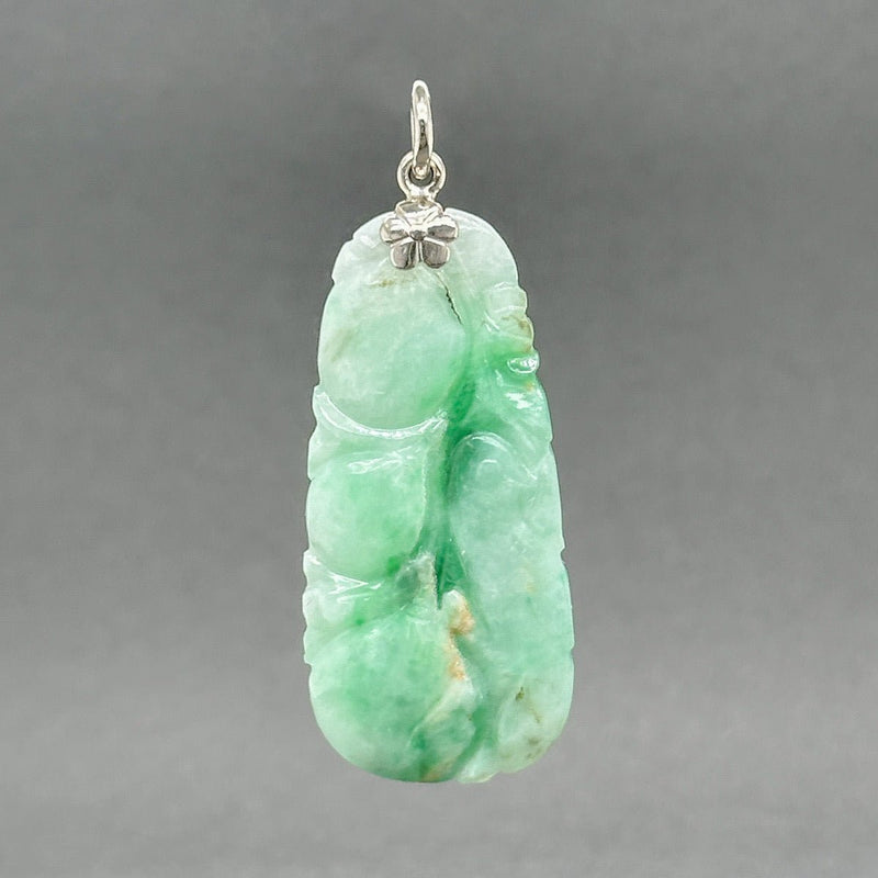 Estate 18K W Gold 21.16ct Carved Peacock Jadeite Pendant - Walter Bauman Jewelers